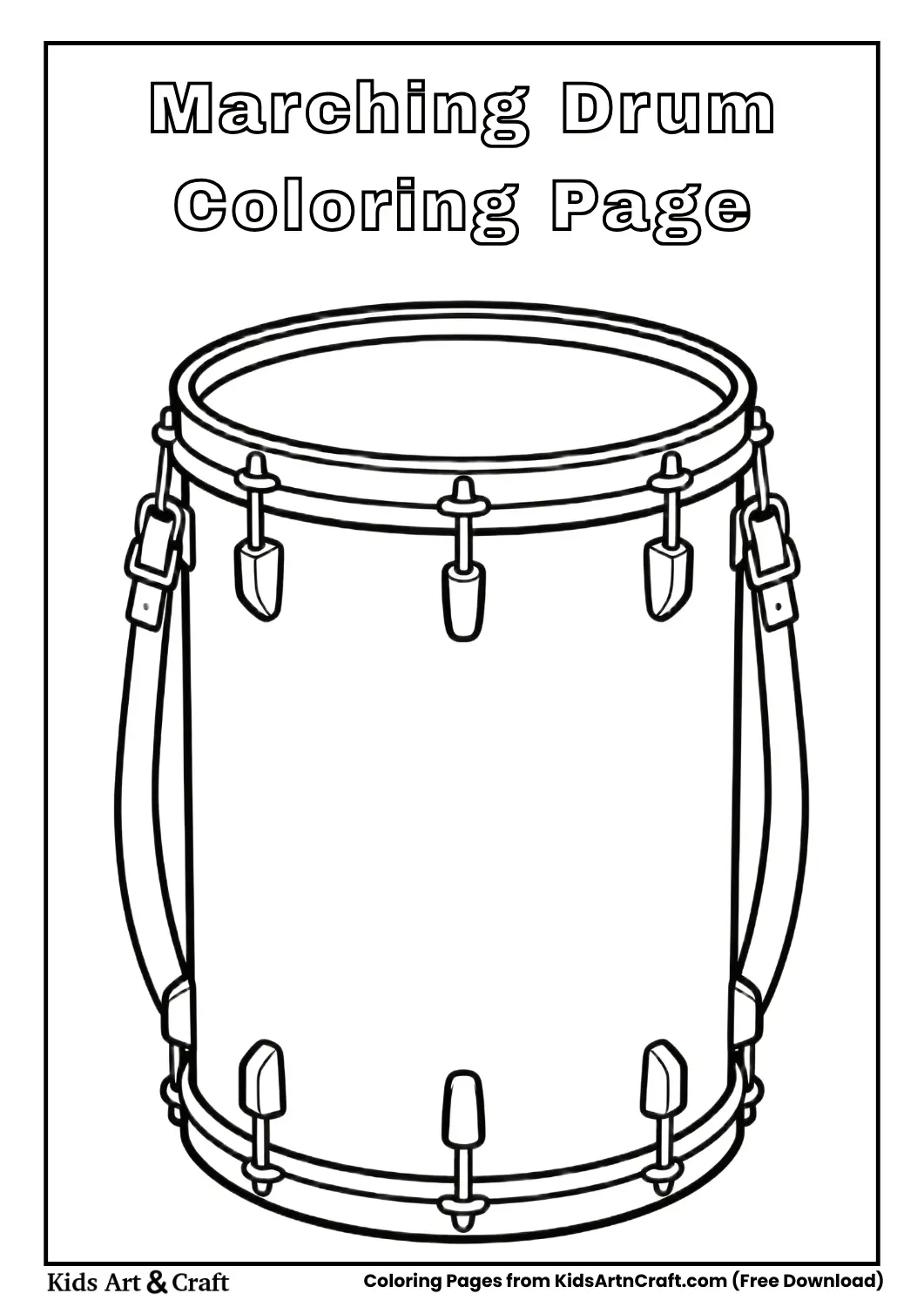 Simple marching drum coloring page for kids