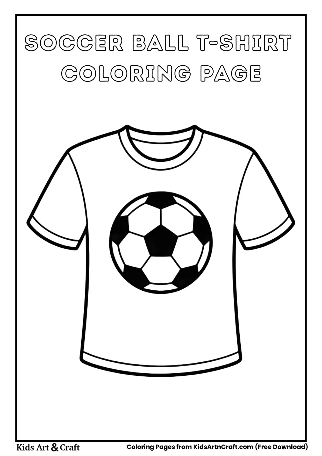 Black and white soccer ball T-shirt coloring page