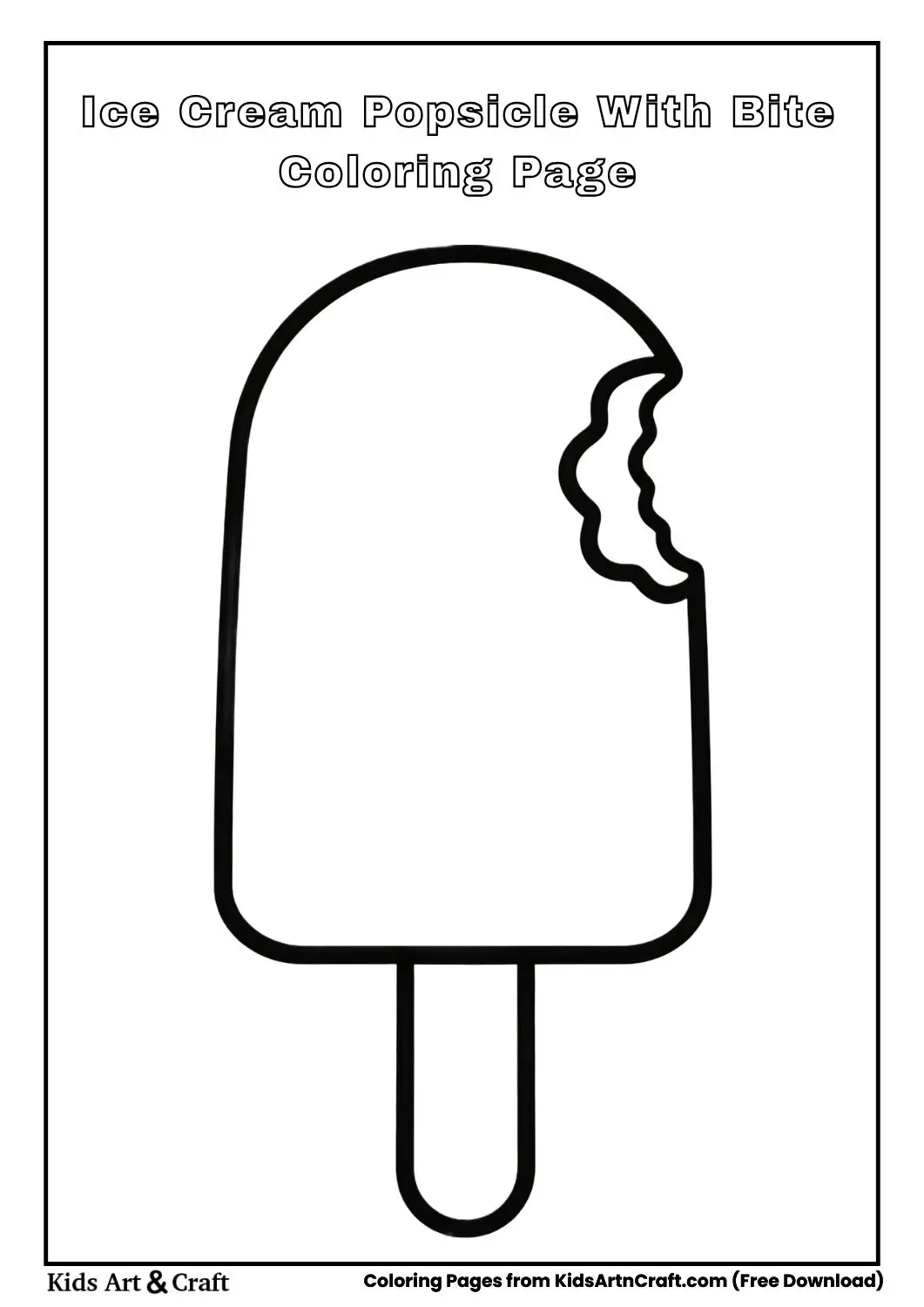 ice cream popsicle with bite taken coloring page