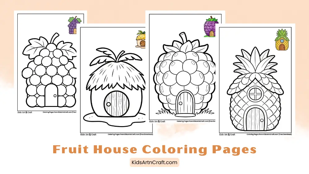 Fruit House Coloring Pages for Kids