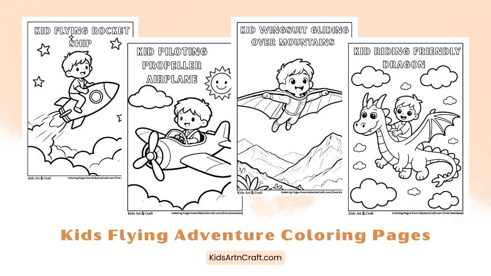 Printable Flying Adventure Coloring Pages for Kids