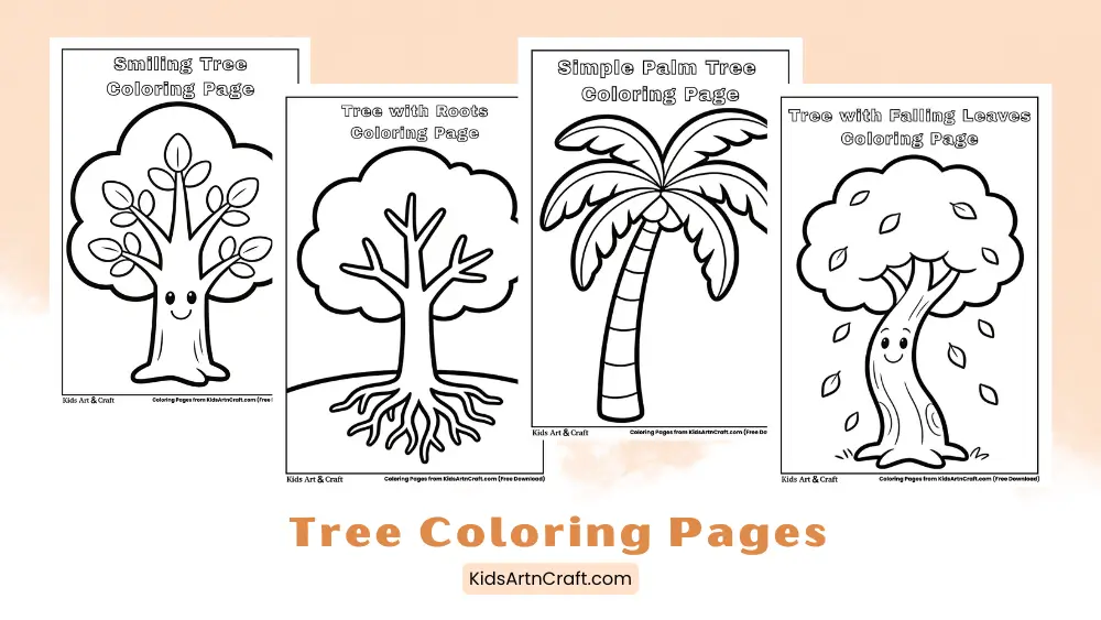 Simple Tree Coloring Pages for Kids