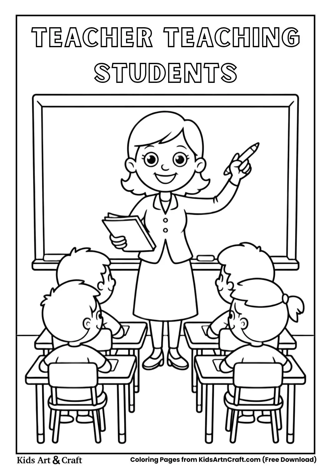 teacher teaching students in classroom school moments coloring page