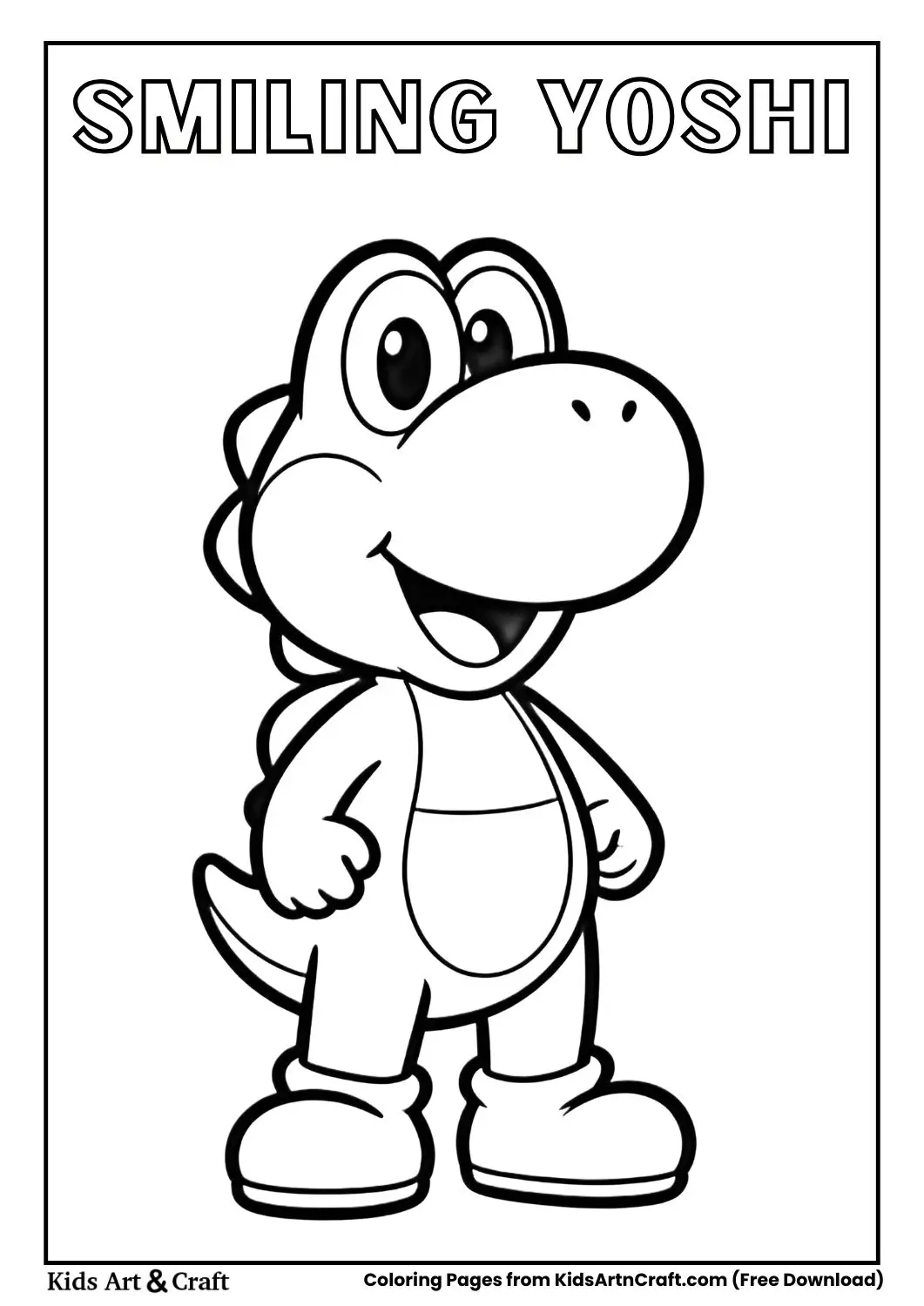 Yoshi standing and smiling simple outline