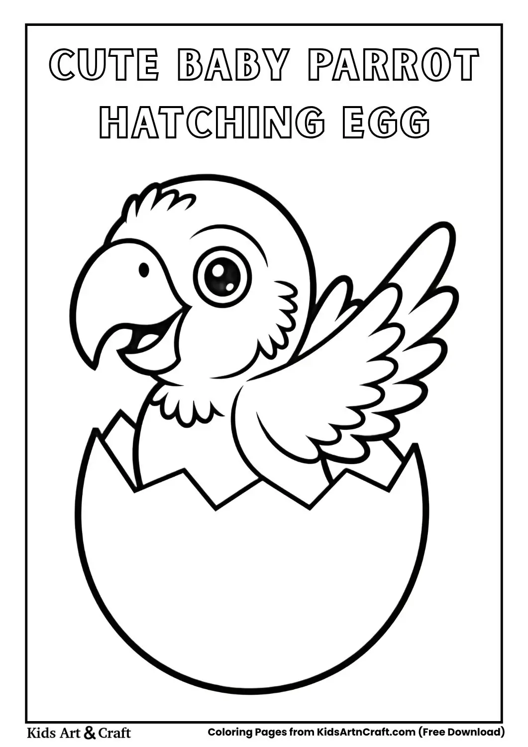 baby parrot hatching egg cartoon coloring page black white