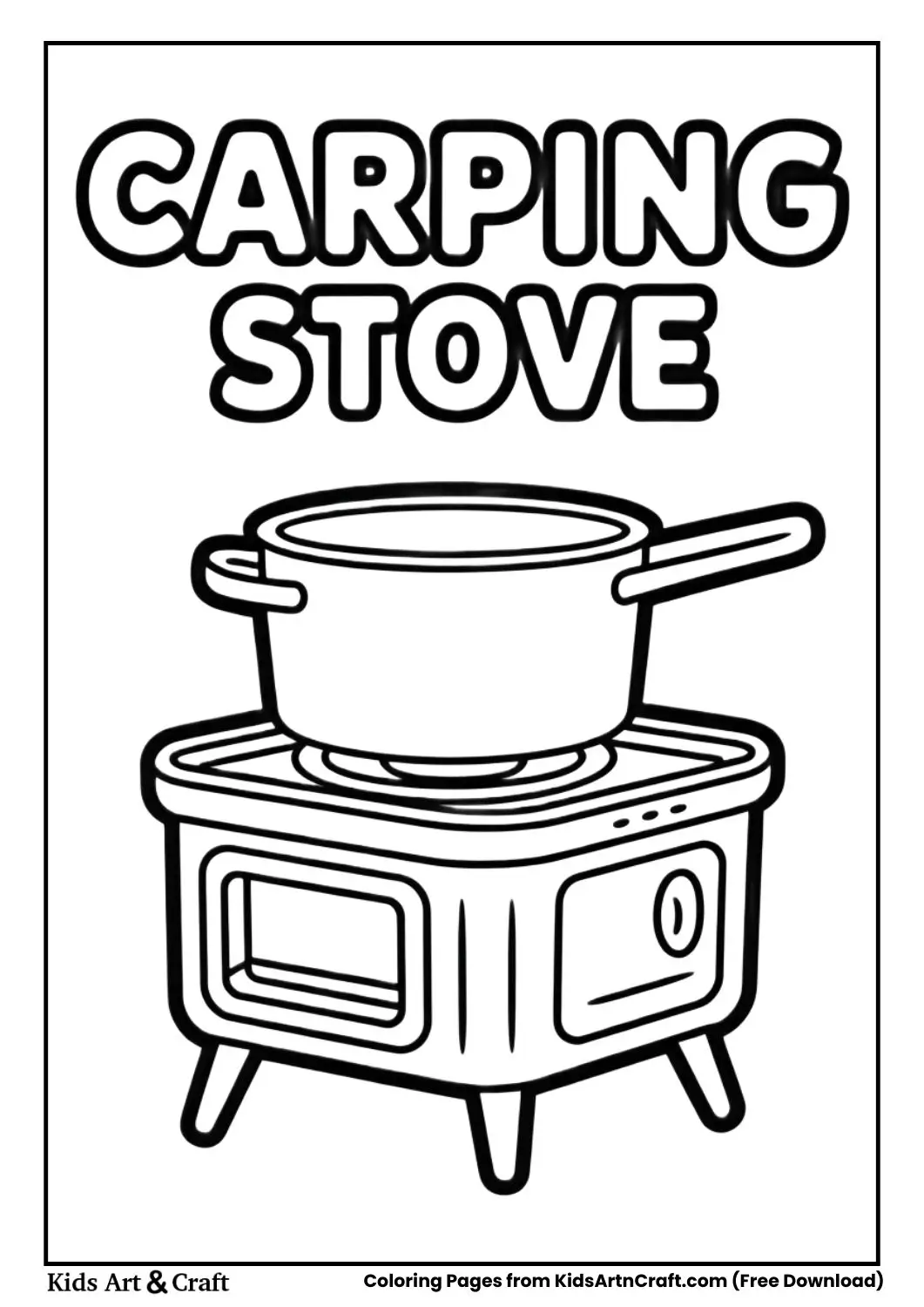 Portable camping stove black and white coloring page