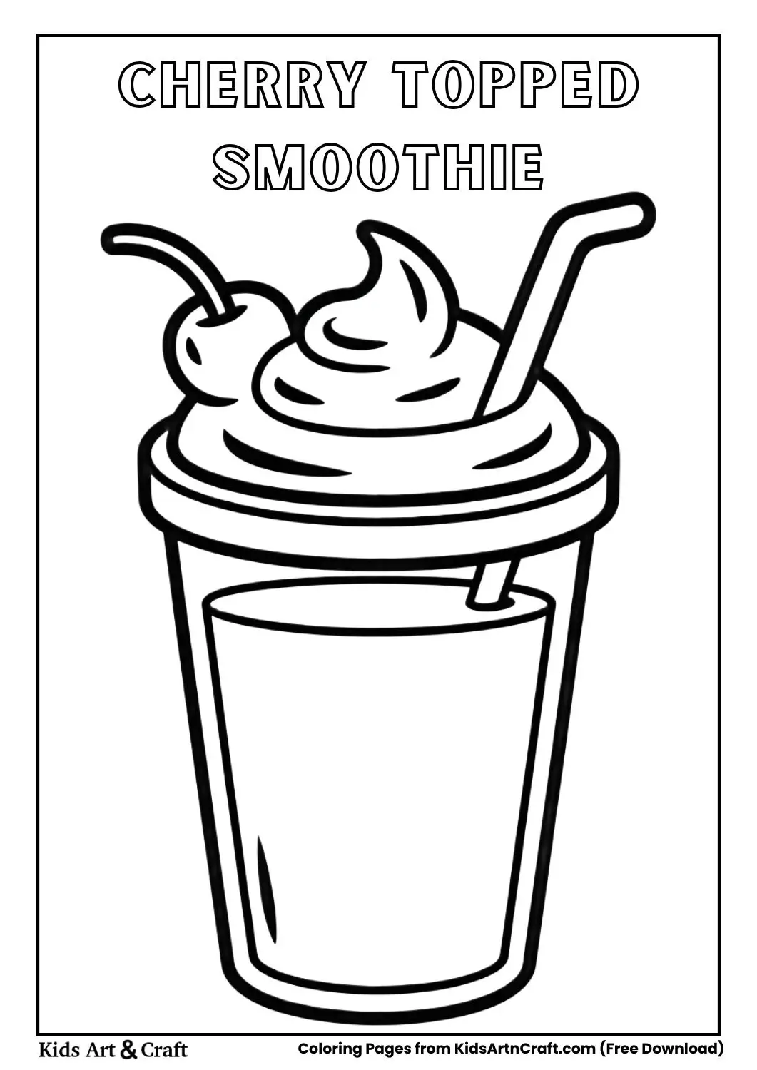 Black and white smoothie cup with a swirl and cherry on top.