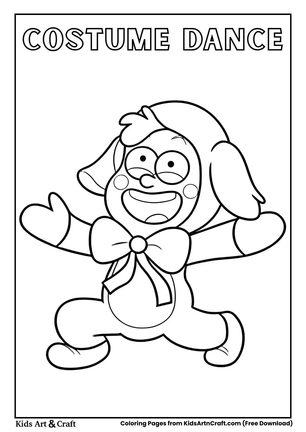 Child in animal costume with floppy ears jumping joyfully