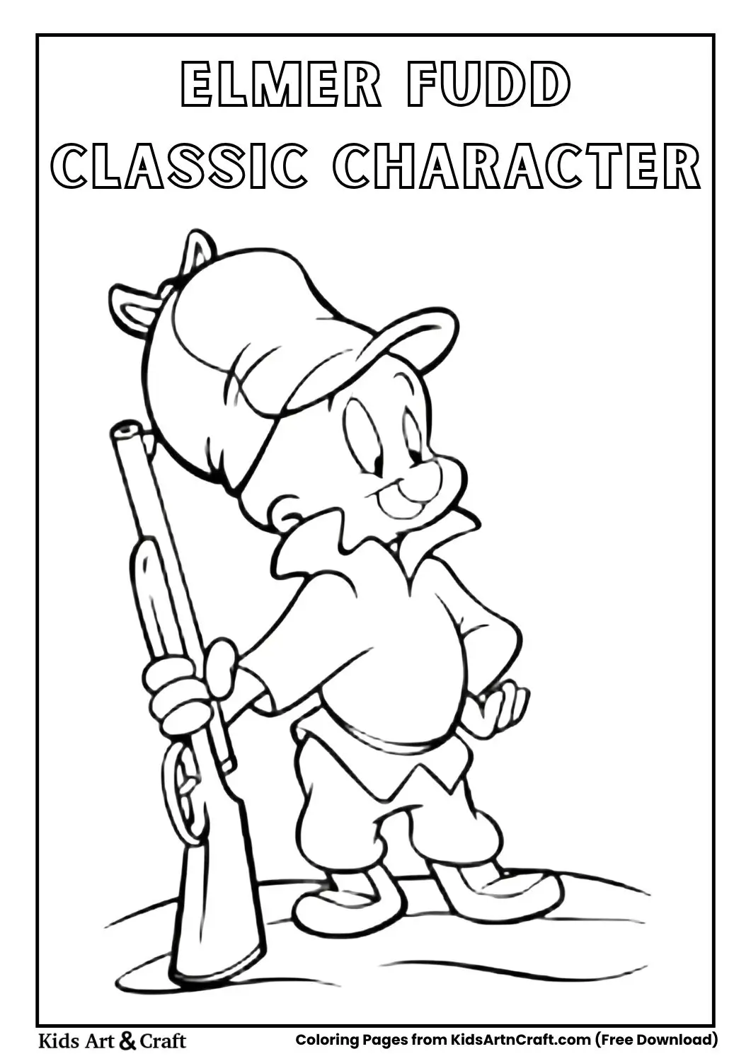 Elmer Fudd standing with rifle coloring page