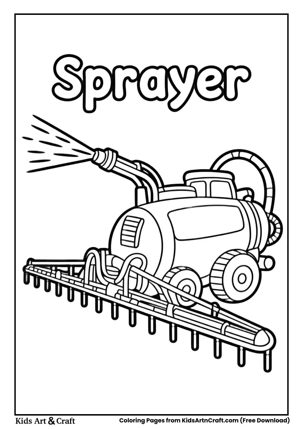 cartoon crop sprayer machine coloring page
