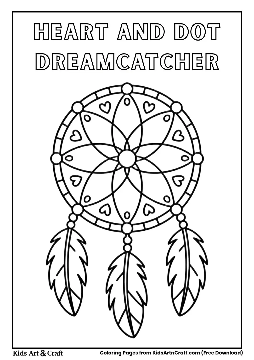 Dreamcatcher with hearts and dots pattern