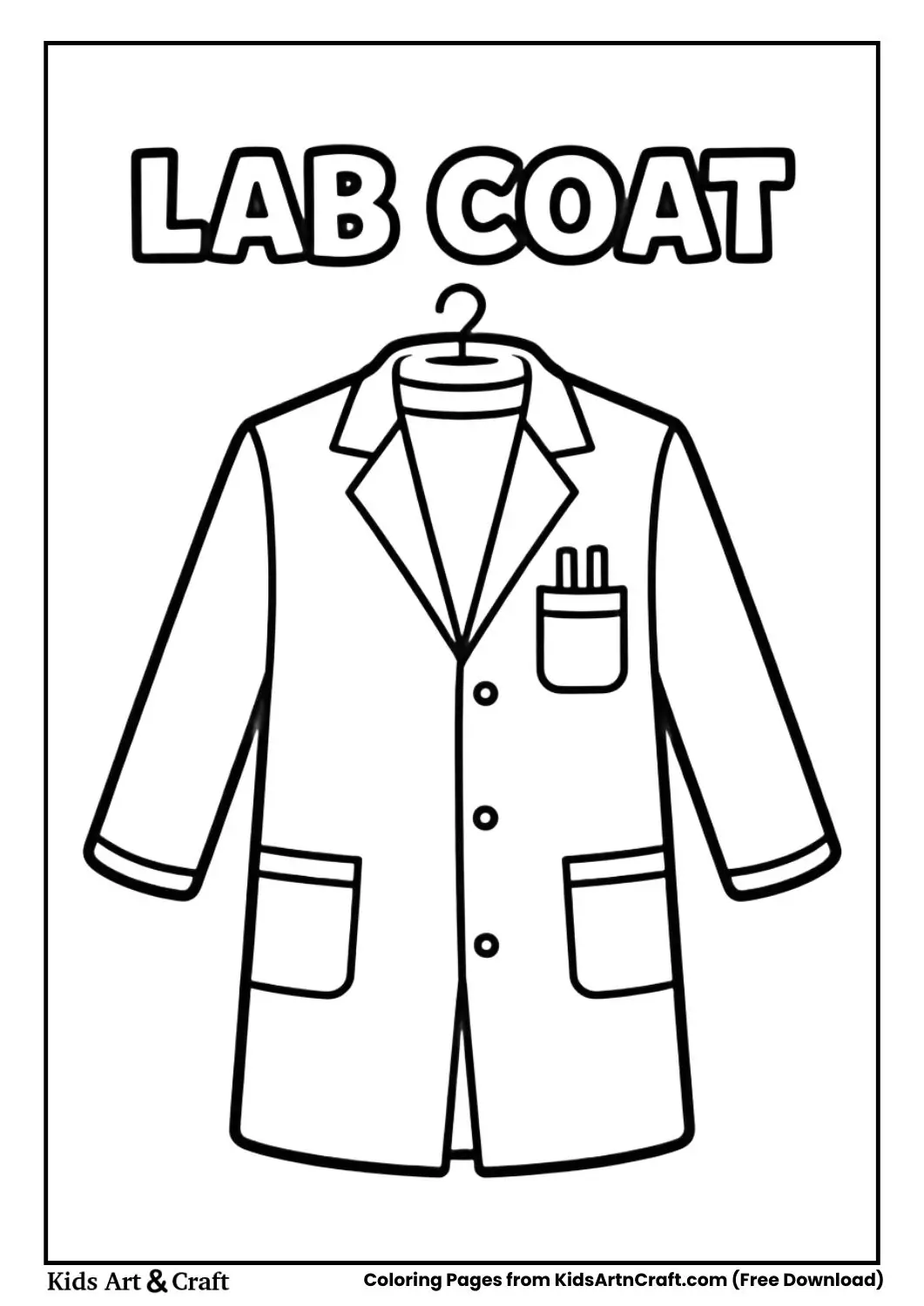 lab coat science clothing black and white coloring page for kids