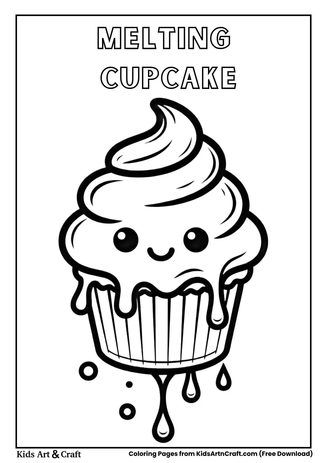 cupcake melting icing coloring page