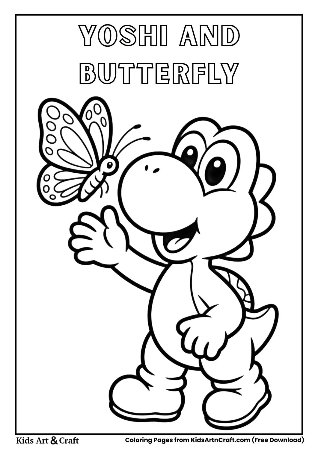 Yoshi playing with butterfly simple design