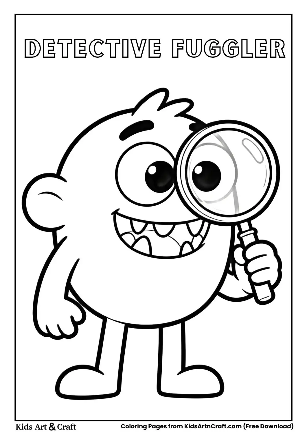fuggler monster using magnifying glass coloring page