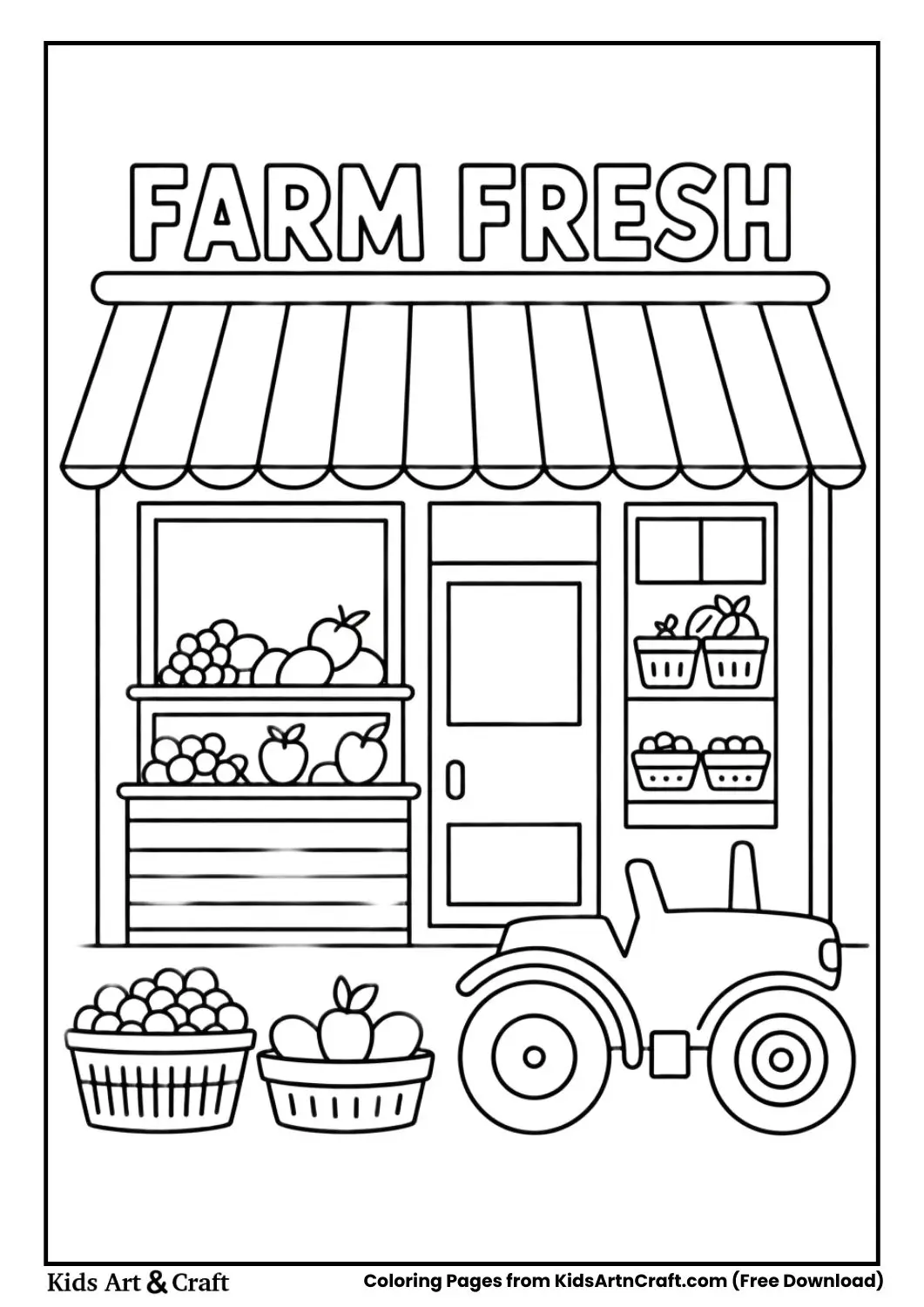Farm Fresh Fruits shop coloring page