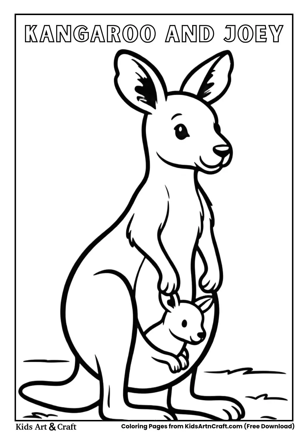 kangaroo with joey pouch coloring page