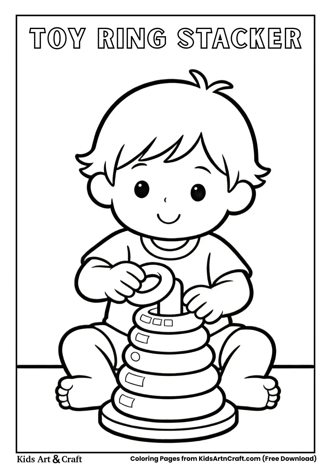 Simple ring stacking toy with large circular rings