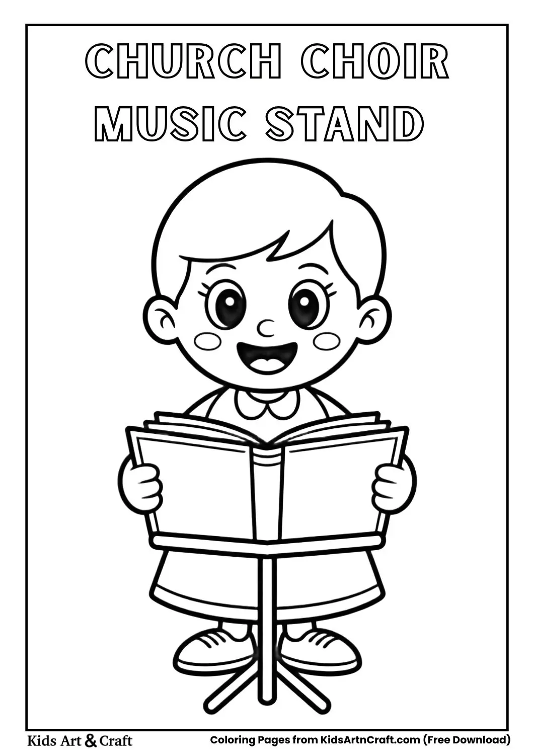 church choir music stand with open music book coloring page
