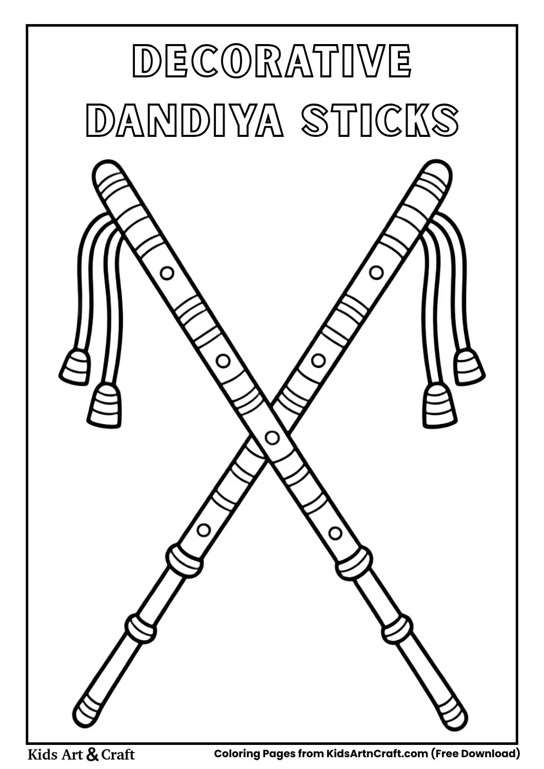 Decorative Dandiya sticks Navratri coloring page
