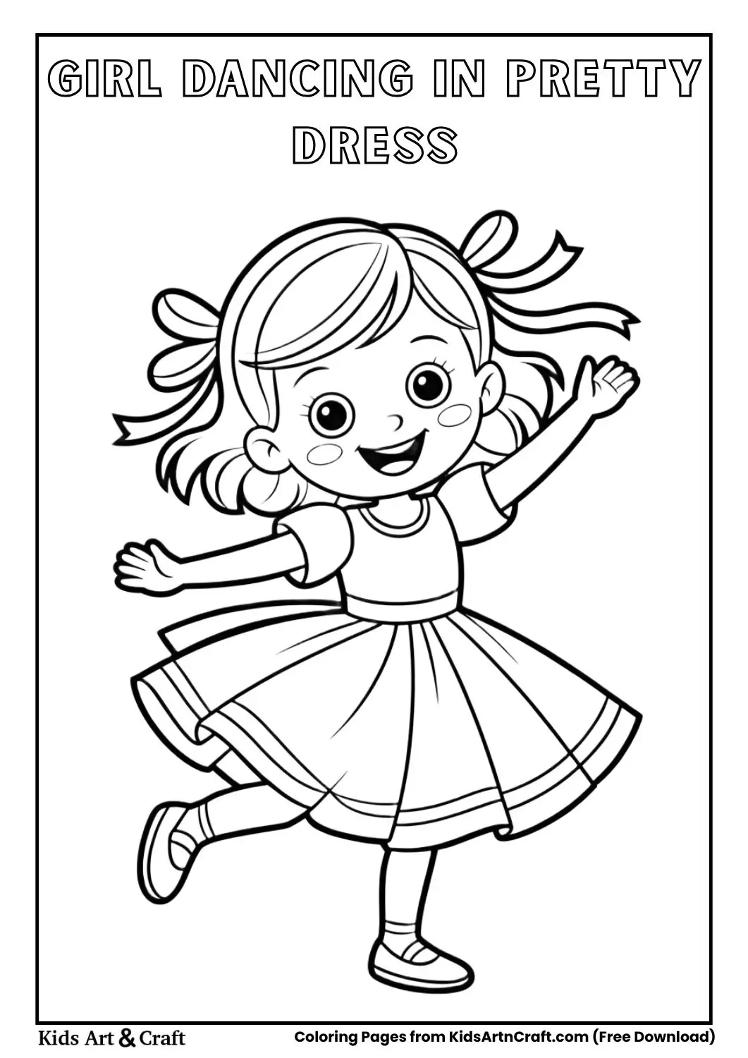 girl dancing in dress coloring page