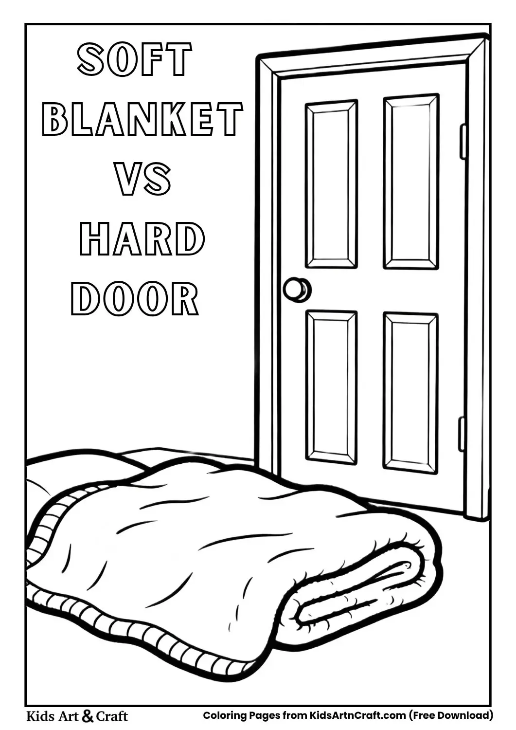 Soft blanket and hard door coloring page black and white