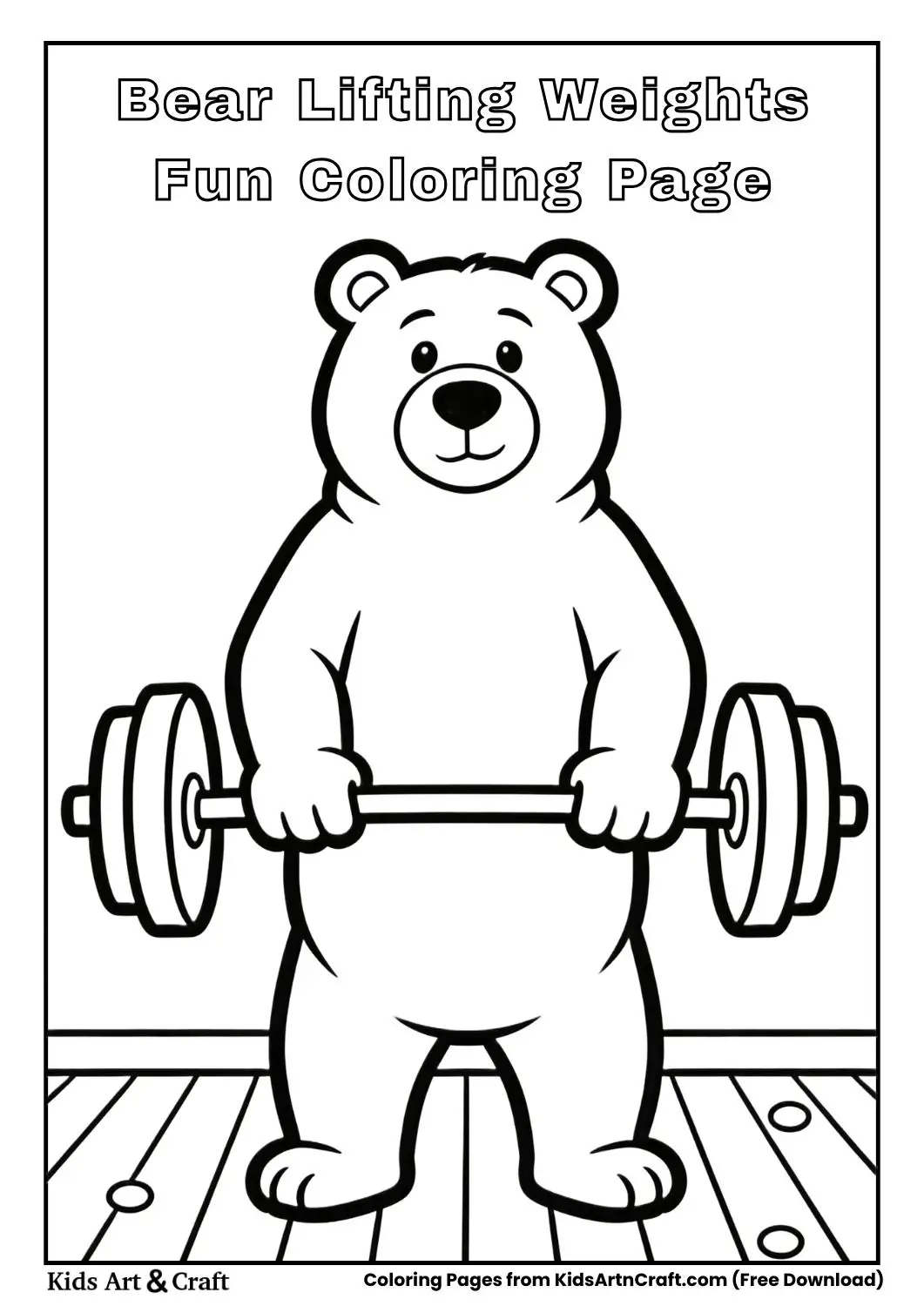 Strong bear lifting barbell easy coloring page
