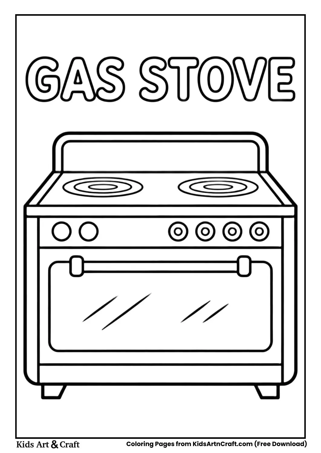 Gas stove coloring page black and white for kids