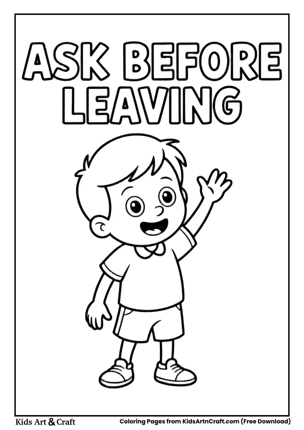 Student asking teacher for permission coloring page