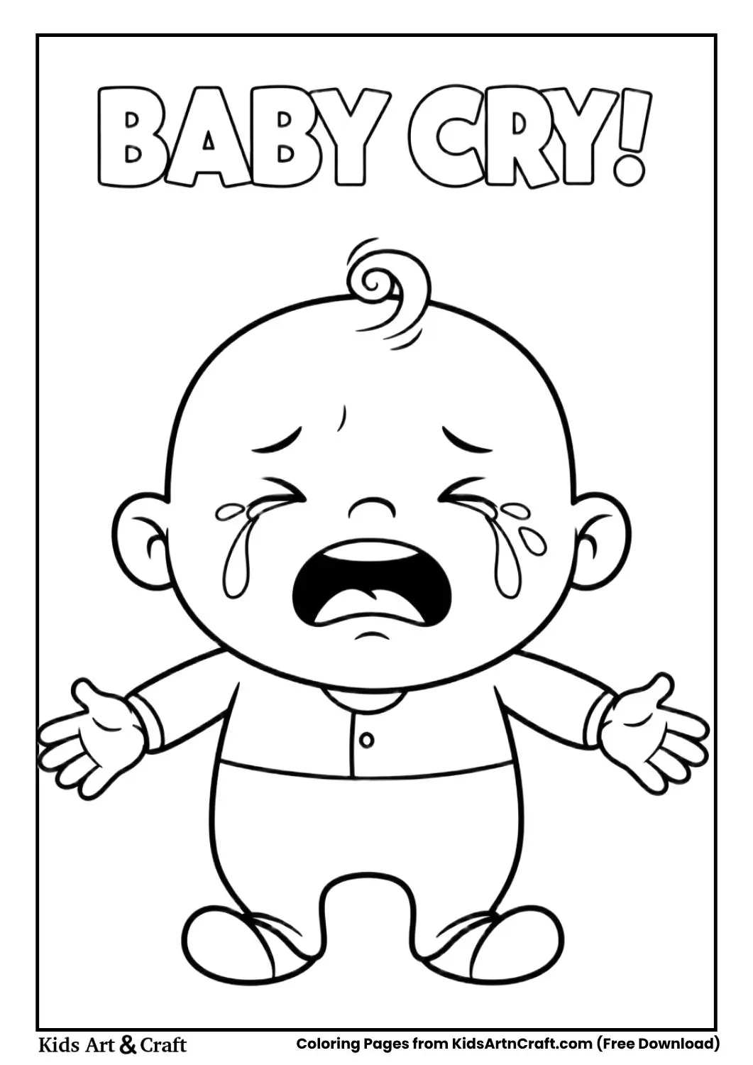 Baby crying coloring page simple face