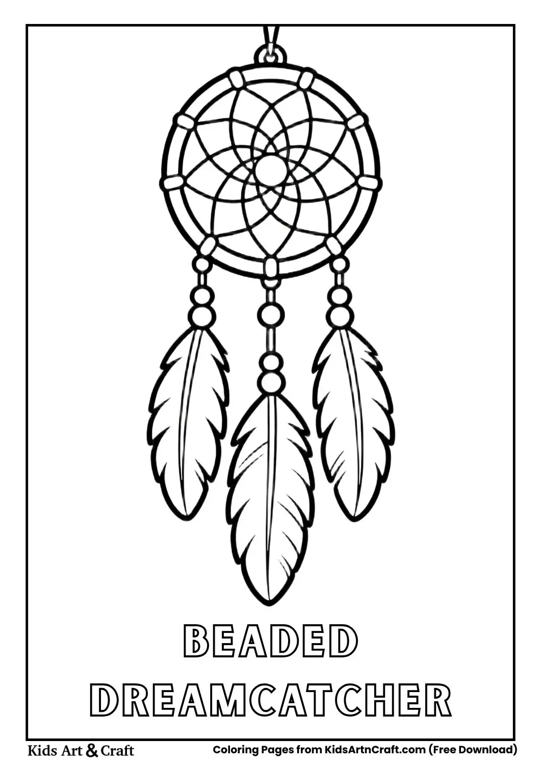 Dreamcatcher with beads and large feathers