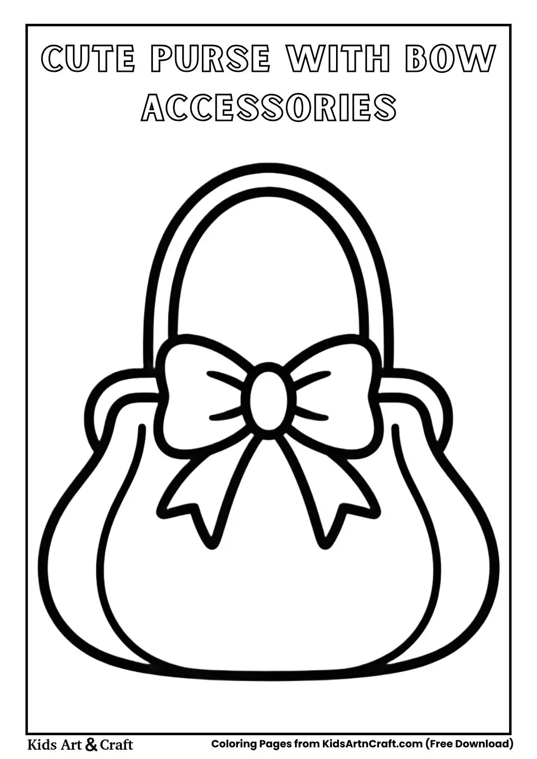 Small purse with bow decoration kids coloring page