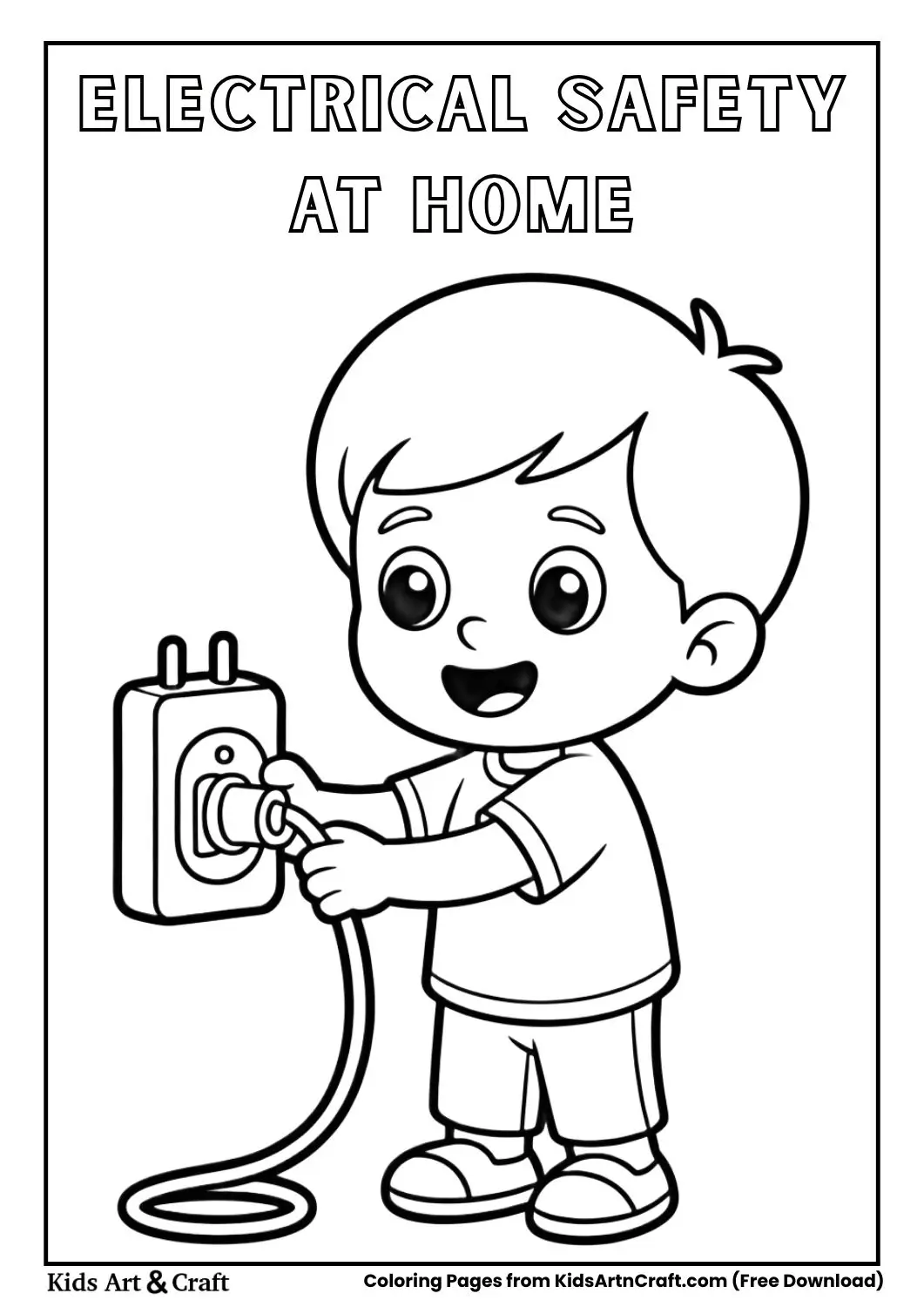 child unplugging charger safely with adult supervision coloring page
