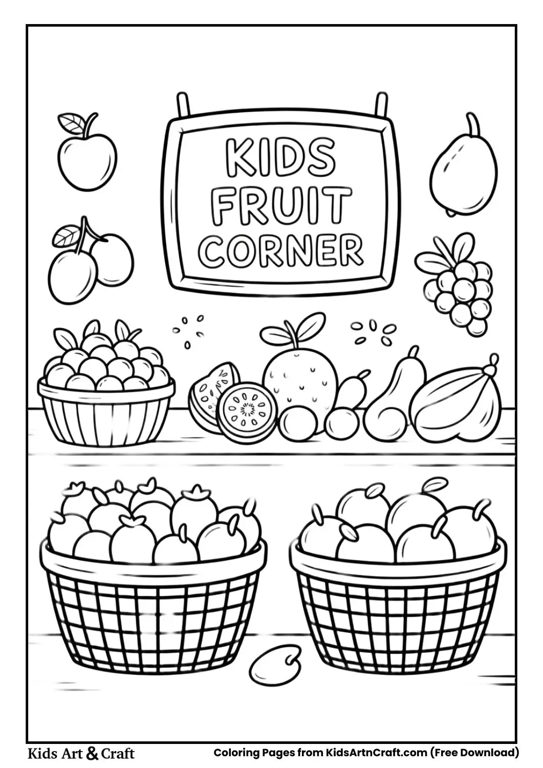 Corner Fruit Store small town shop coloring page