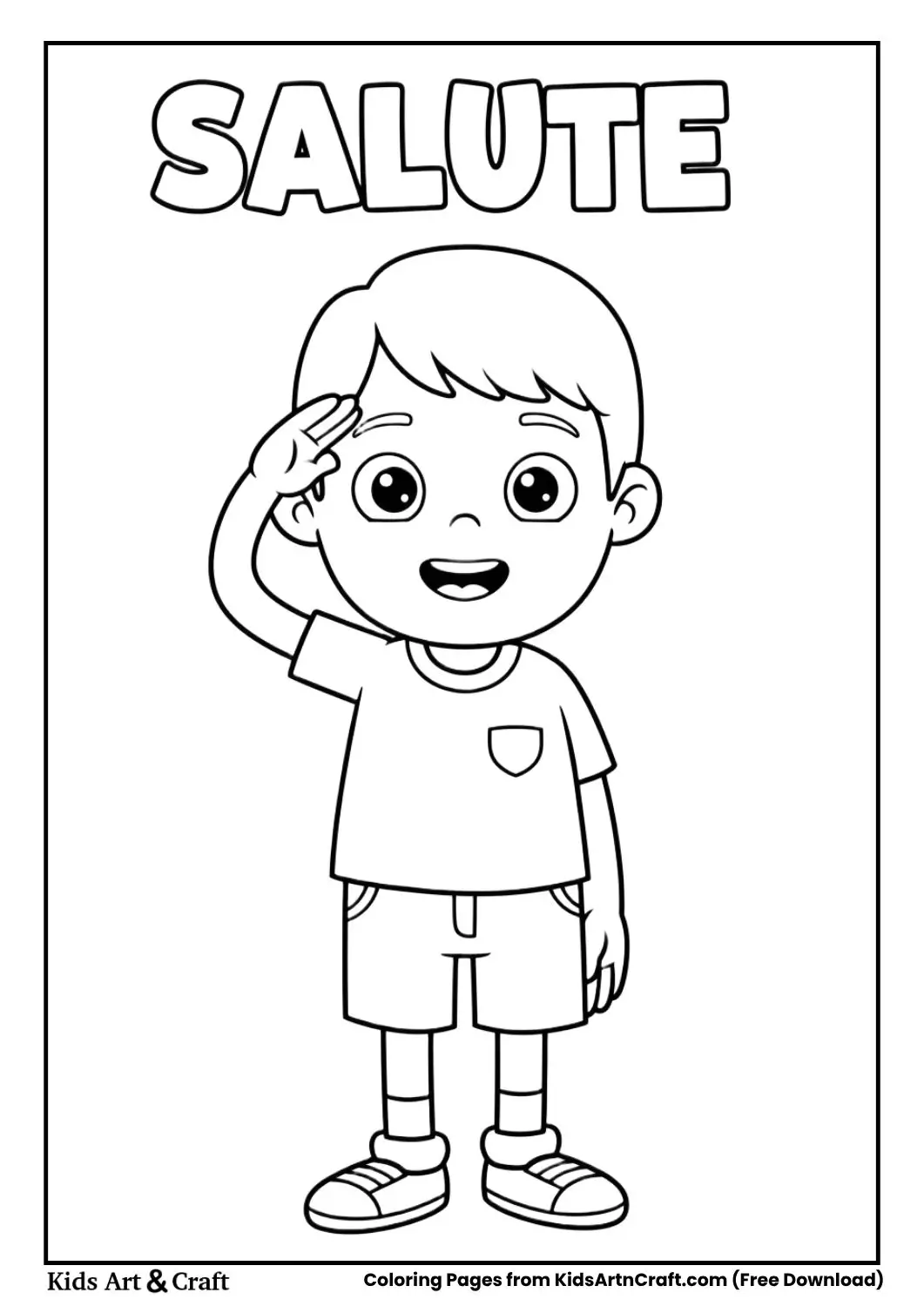 Salute gesture coloring page for kids