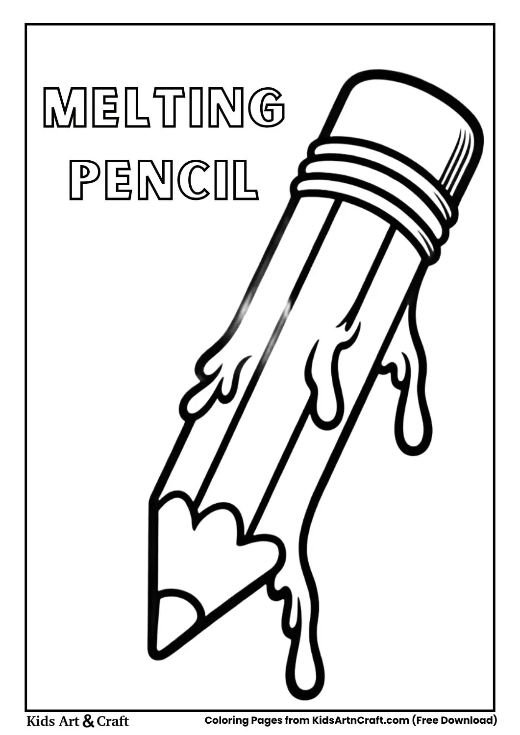 pencil melting in air simple coloring page