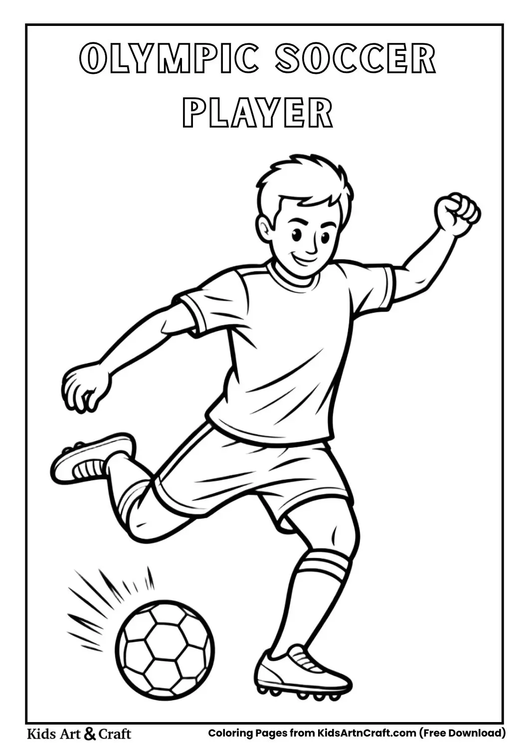 soccer player kicking ball black and white coloring page