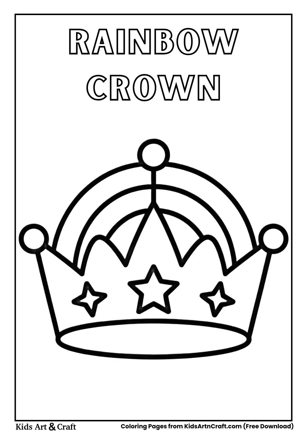rainbow shaped crown black and white coloring page