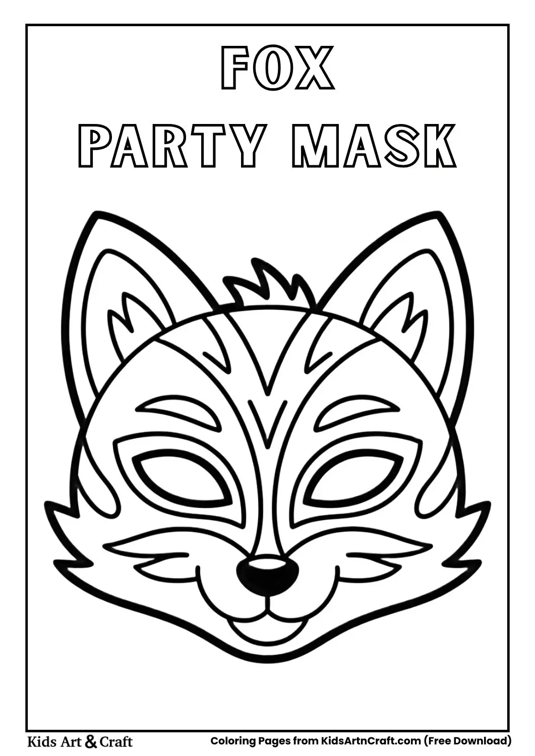 fox mask with simple patterns kids coloring page