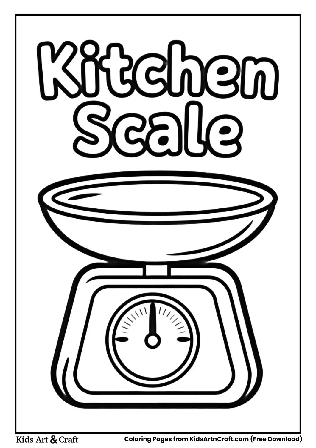 kitchen scale measuring tool black and white coloring page for kids
