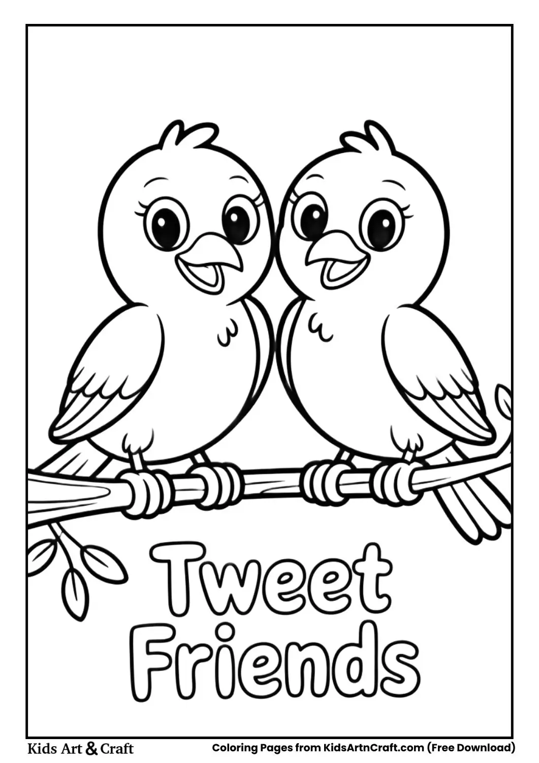 Two birds tweet friends coloring card