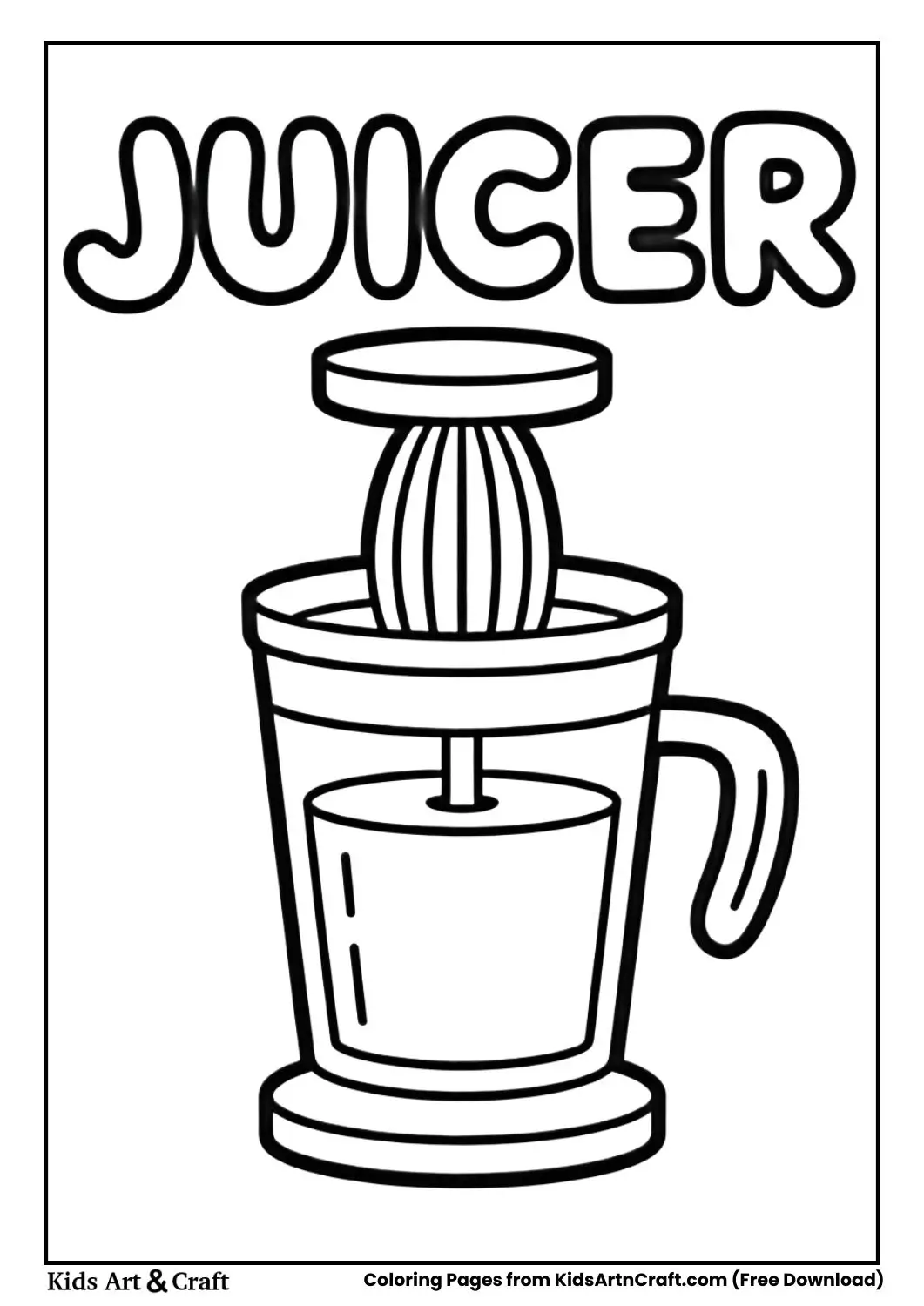 Juicer squeezing fruit coloring page for kids
