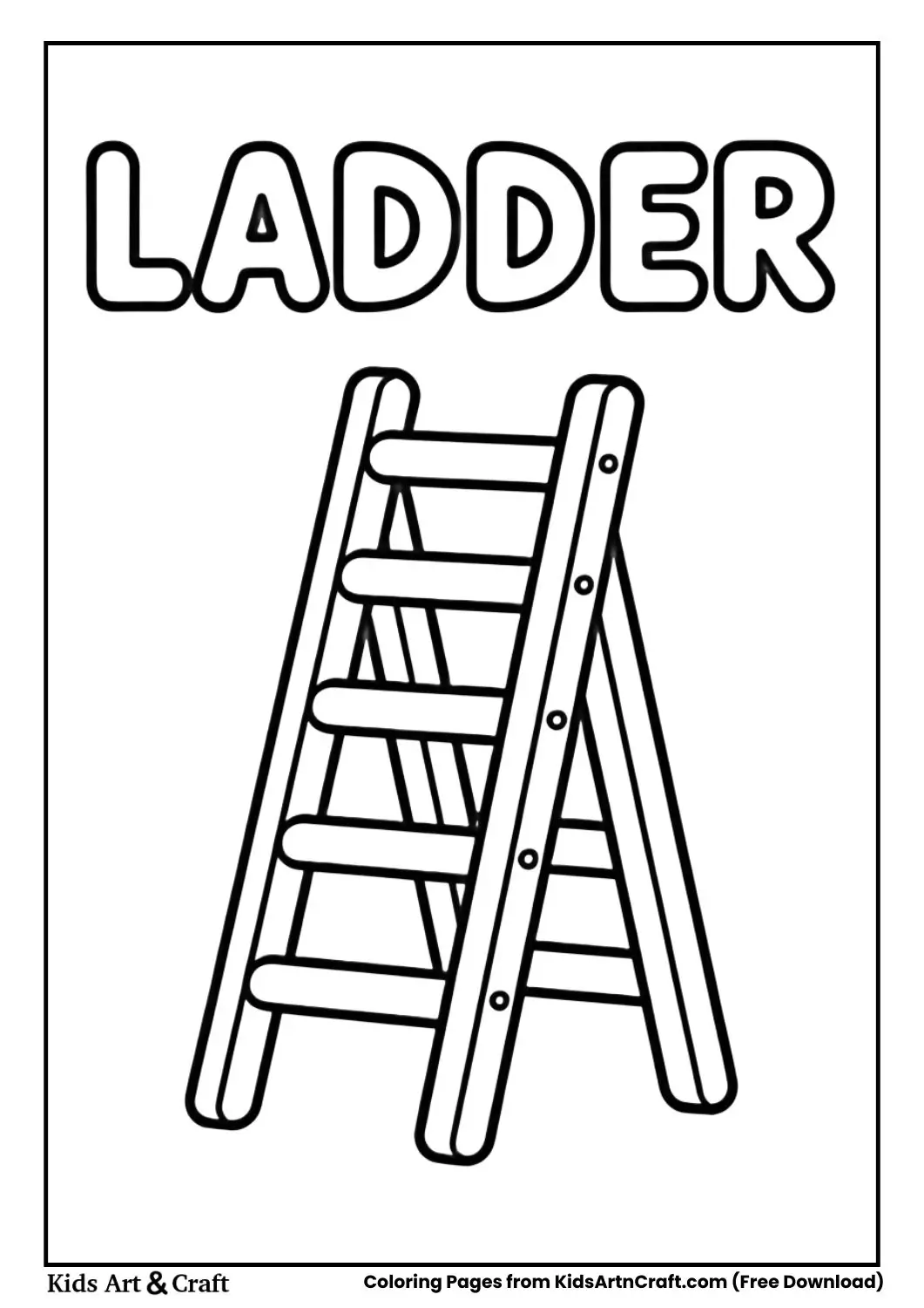 Simple ladder coloring page with title above