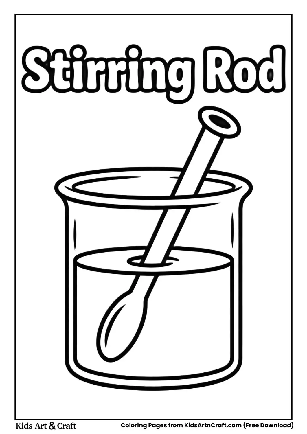 glass stirring rod mixing liquid black and white coloring page for kids