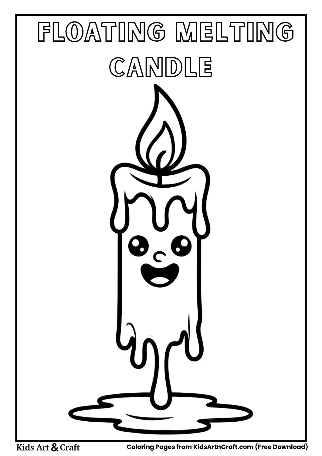 candle melting in air cartoon coloring page