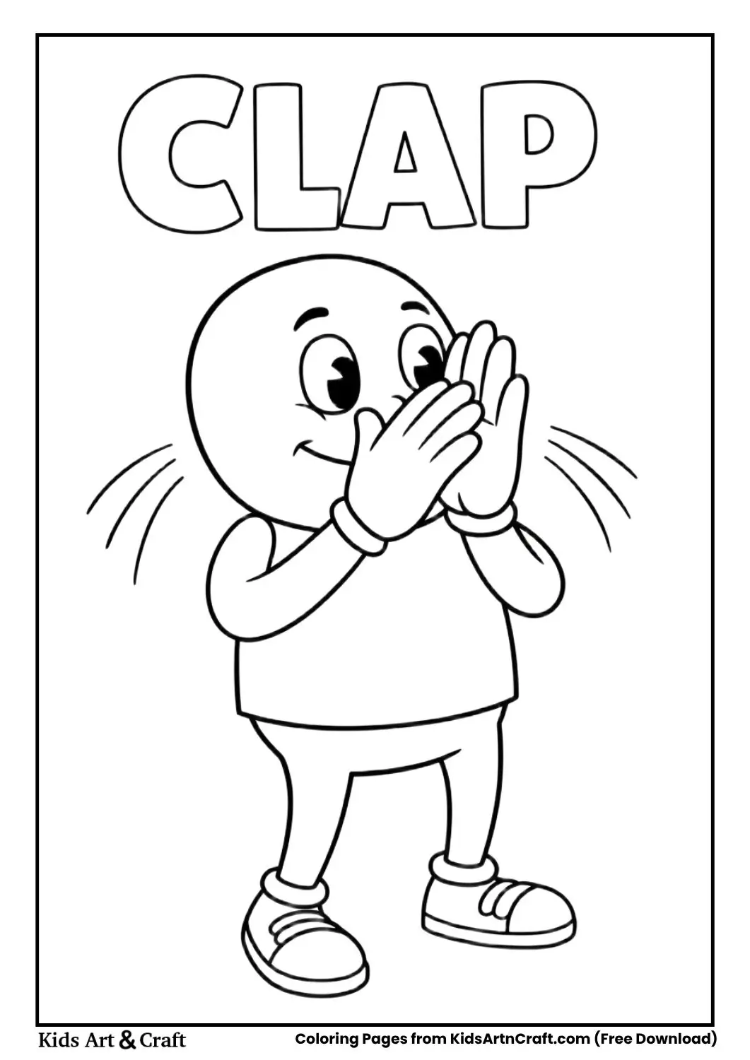 Clapping hands coloring page simple line art for kids