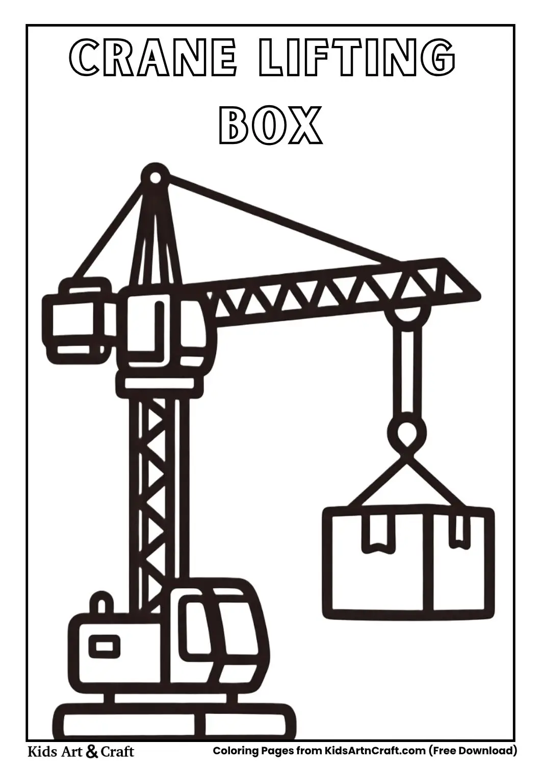 Big crane lifting a box simple coloring page