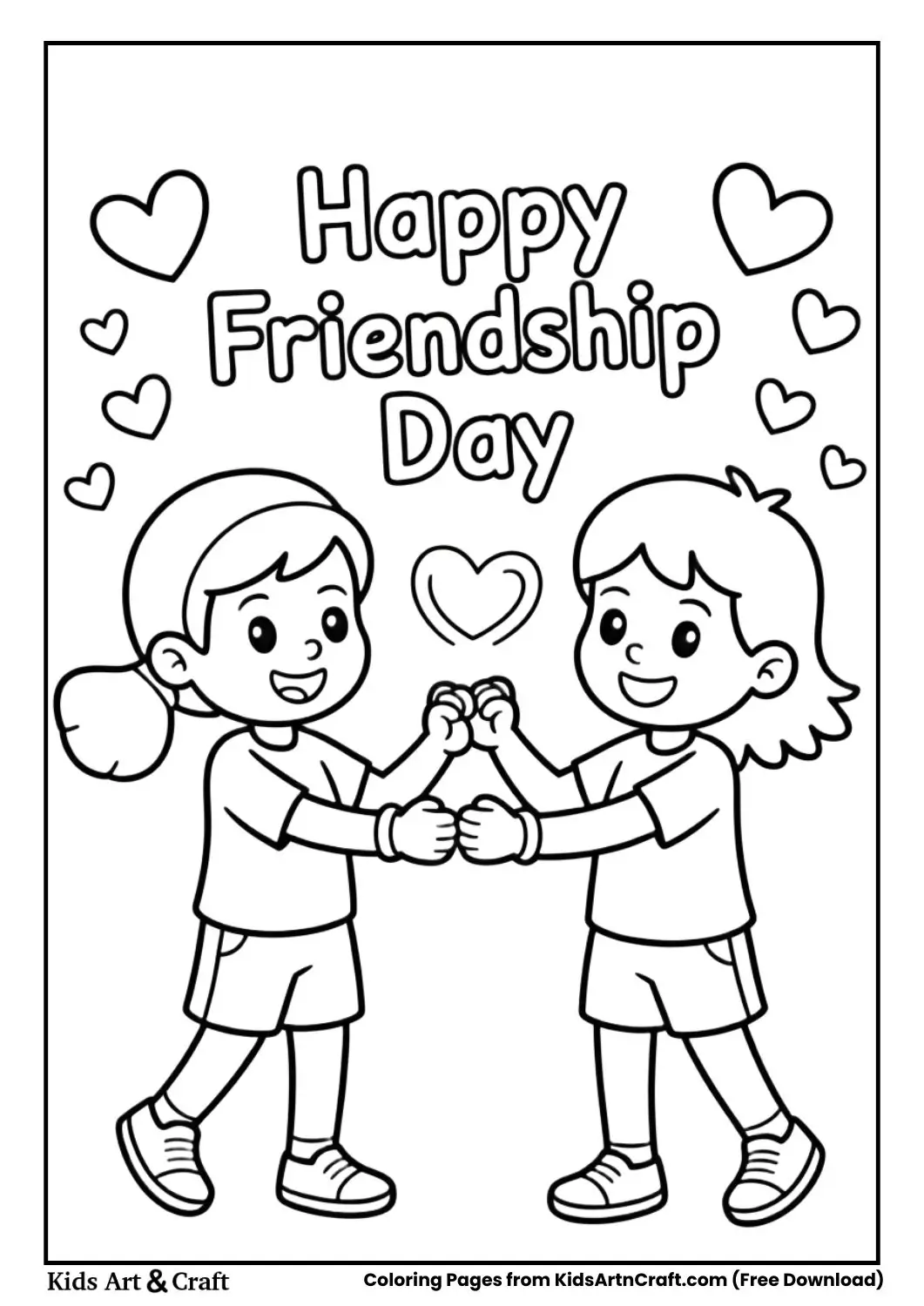 kids exchanging friendship bands happy friendship day coloring page
