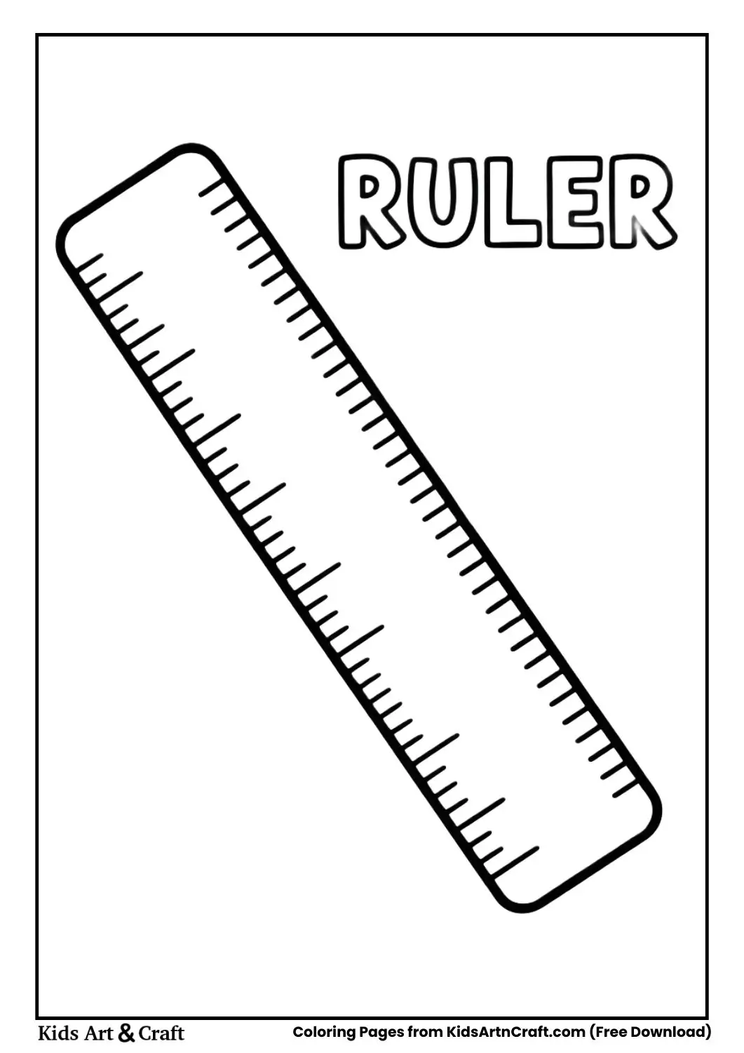 ruler measuring tool black and white coloring page for kids