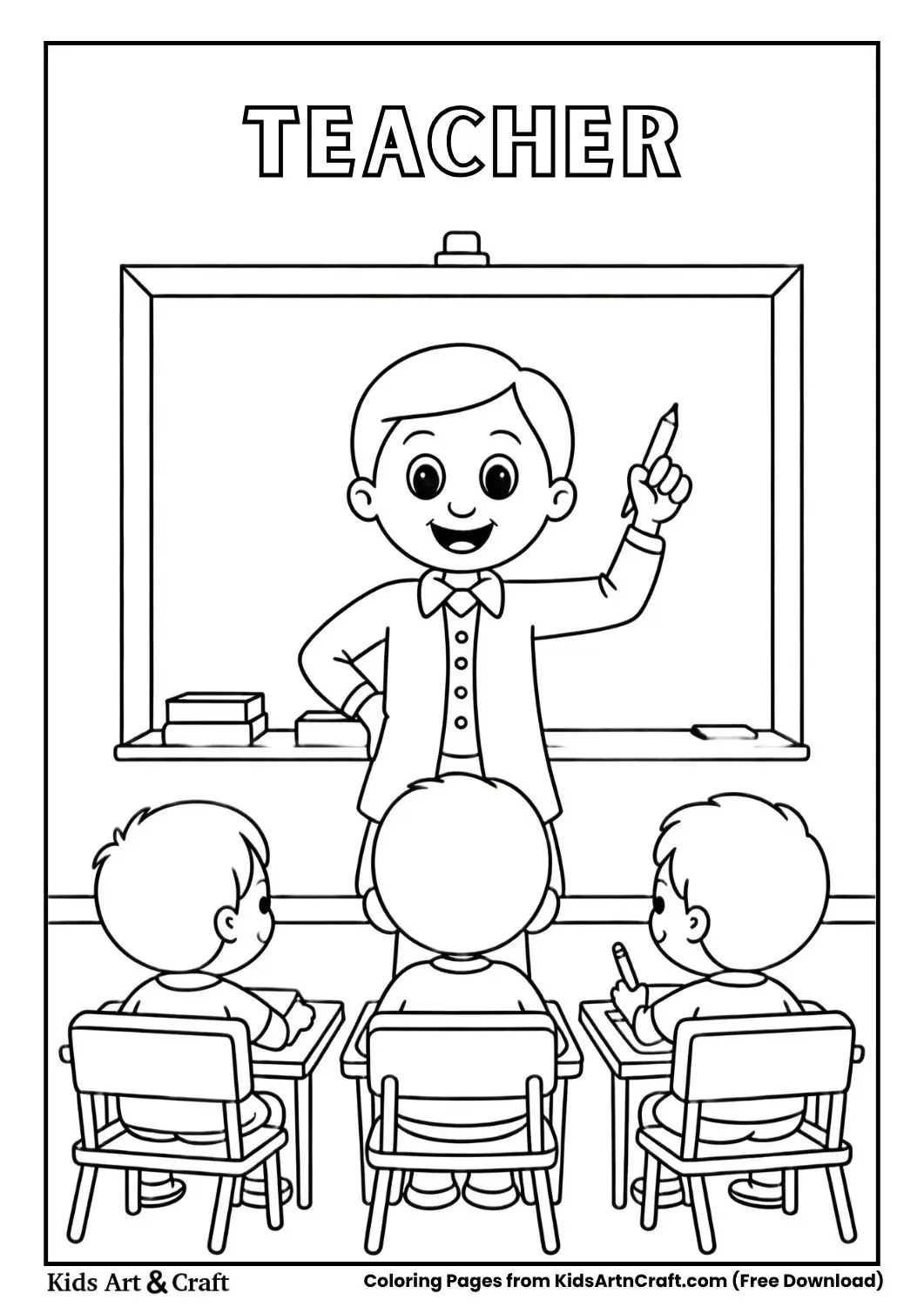 teacher teaching in classroom coloring page